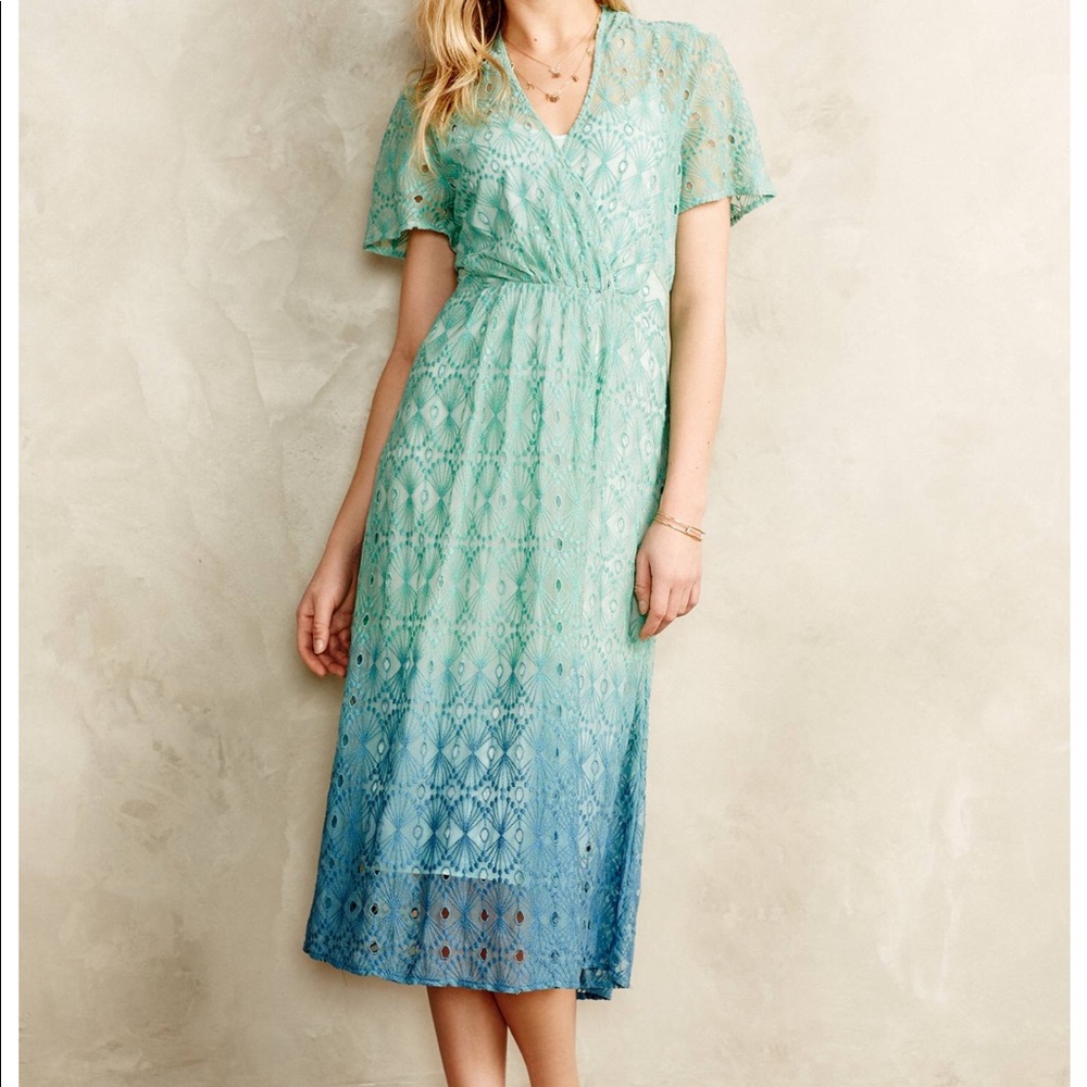 Anthropologie lace ombré midi dress. Sz 2 - Picture 2 of 7